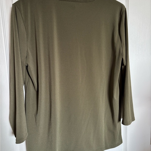 Elegant Olive V-Neck Blouse - Picture 5 of 5